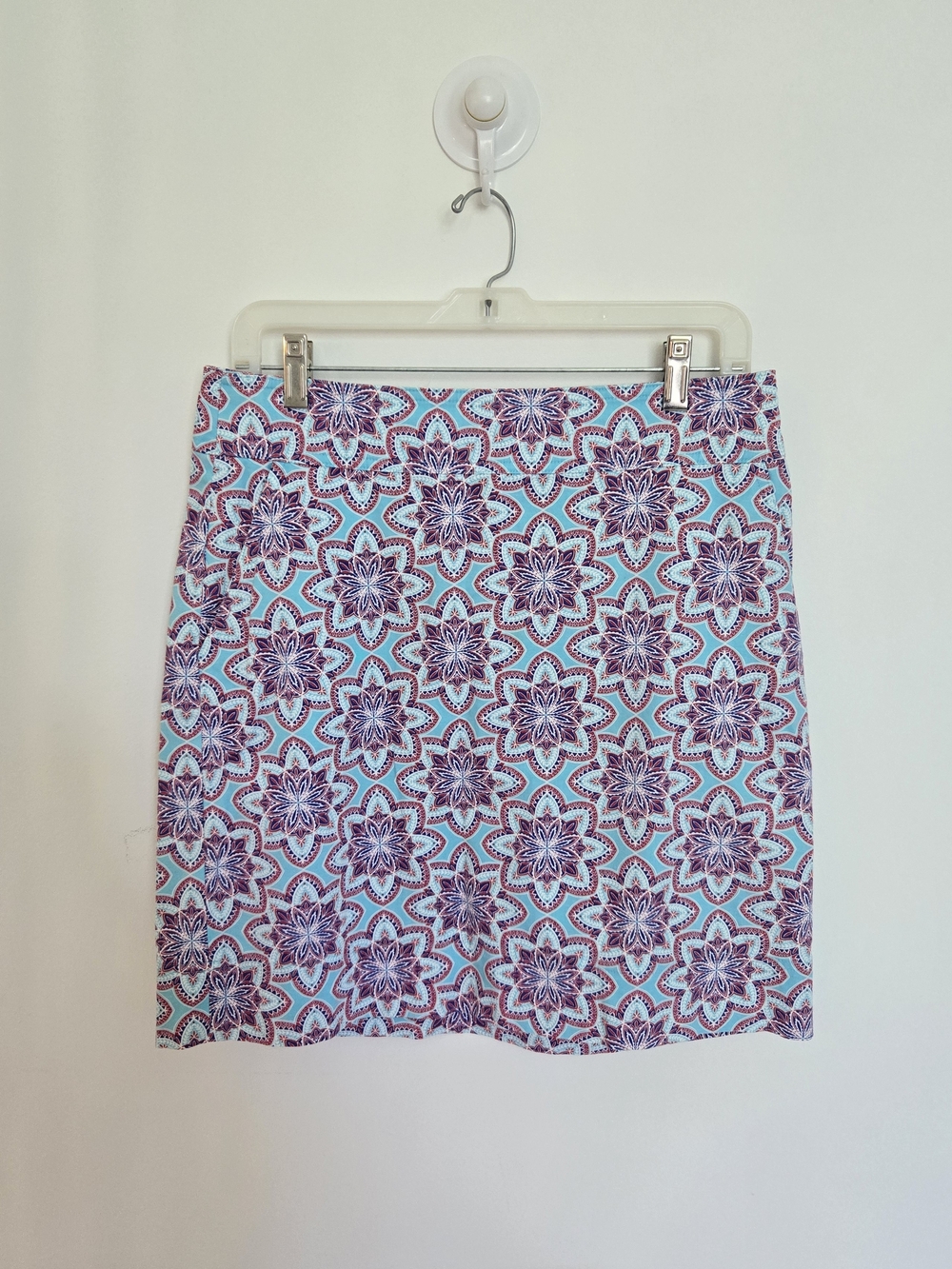 Talbots Purple Floral Tile Print Mini Skirt on Light Blue Womens Size 6P